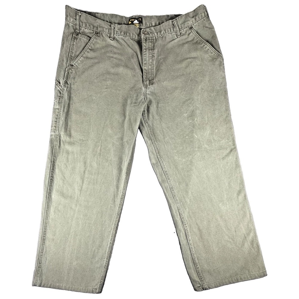 Stanley Pants Mens 42x30 Green Carpenter Relaxed Canvas Workwear Pockets